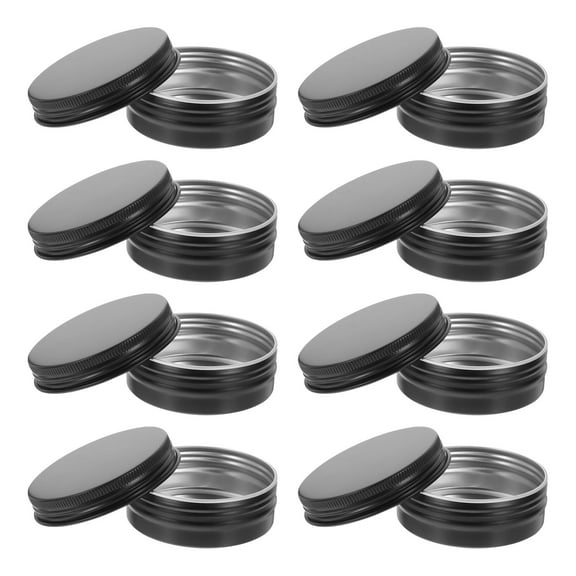 Homoyoyo 8Pcs Black Aluminium Tea Canister Portable Airtight Jar for Home Storage