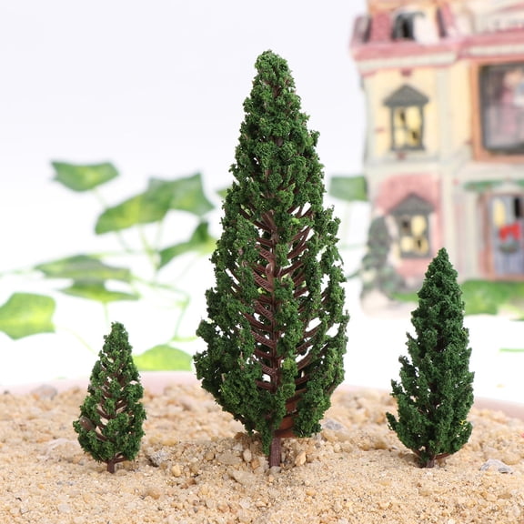Homoyoyo 8Pcs Plastic Model Trees Green for Landscape Decoration, Diorama, Train Set, and Architectural Models