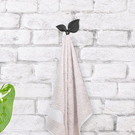 Homoyoyo Black Vintage Wrought Iron Decorative Leaf Wall Hooks for Home, Set of 8, and Stylish