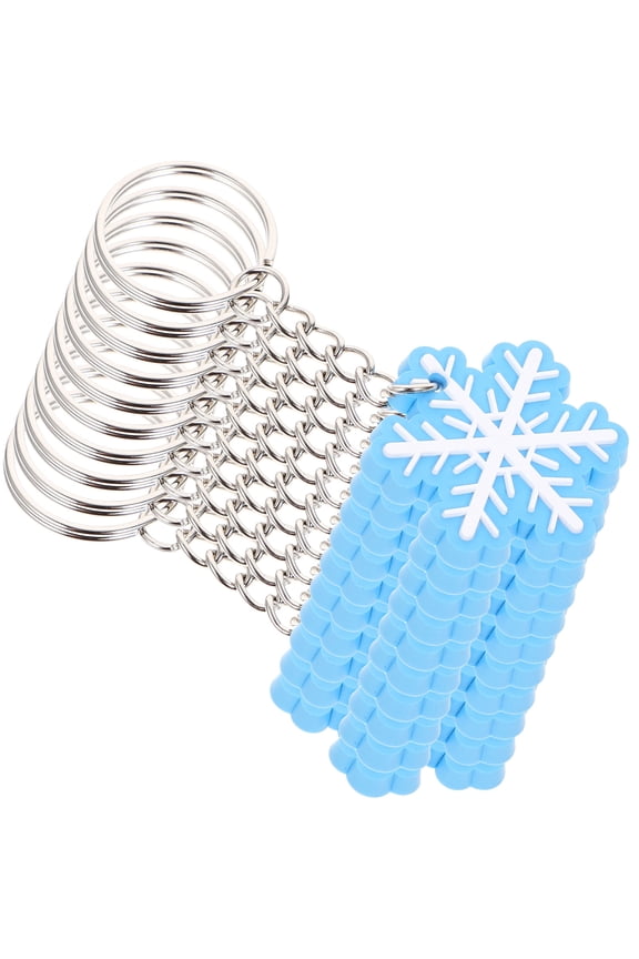 10Pcs Christmas Keyring Snowflake Pvc Bag Ornament Keychains for Friends Family Members