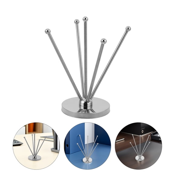 Homoyoyo Adjustable Height Stainless Steel Table Flag Stand for Desktop Use Plated Silver with Stable Base