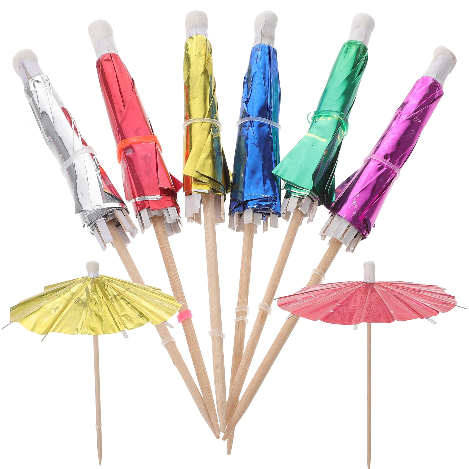 Homoyoyo Assorted Color Paper and Wood Cocktail Umbrellas for Tropical ...