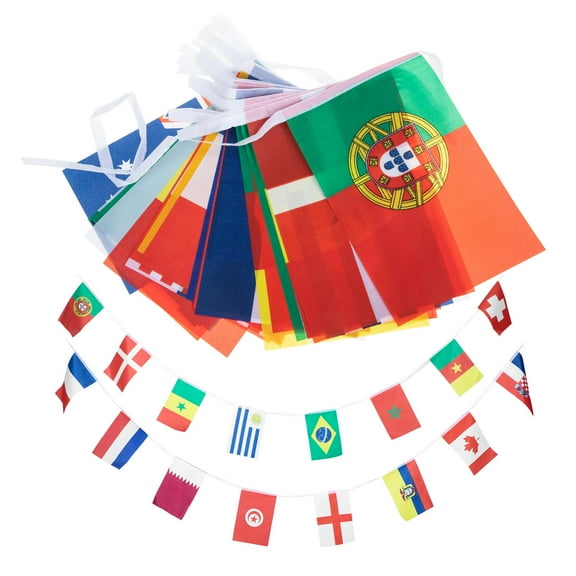Homoyoyo Assorted Color Polyester Countries String Flag Pennant Banner for Party Decoration 32 Count