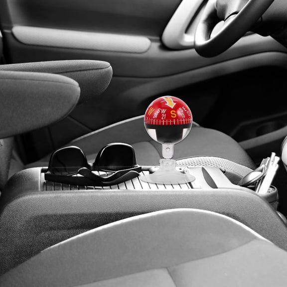 Homoyoyo Red ABS Auto Compass for Cars with Reliable Suction Cup and High Accuracy