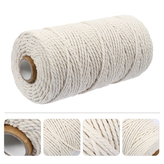 Homoyoyo Beige Macrame Cotton Cord for DIY Crafts Natural 3mm String Rope Durable Crafting Supplies