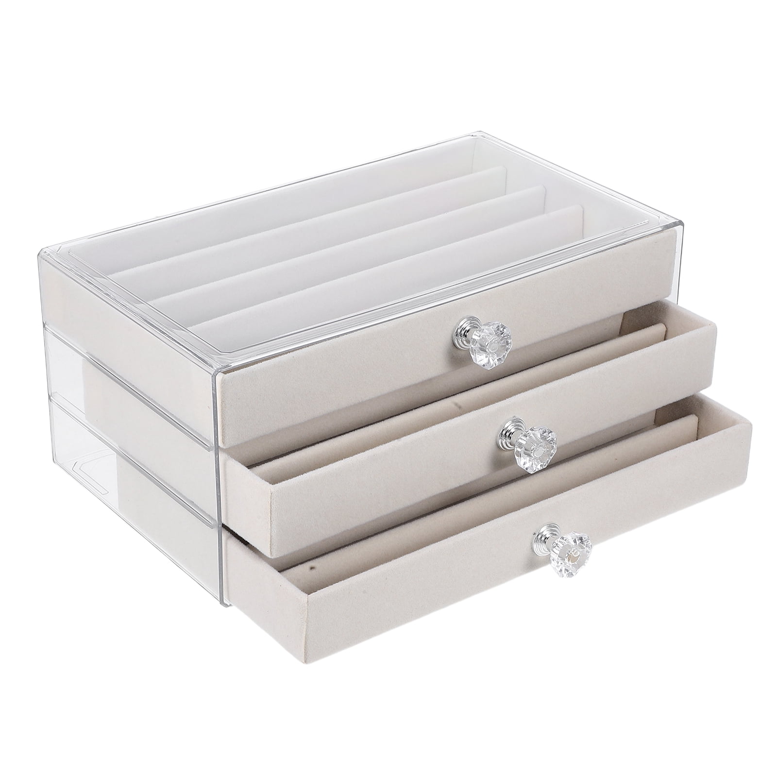 Homoyoyo Beige Jewelry Organizer Drawer Style for Easy Storage and Display, Compact Design for Necklaces and Earrings