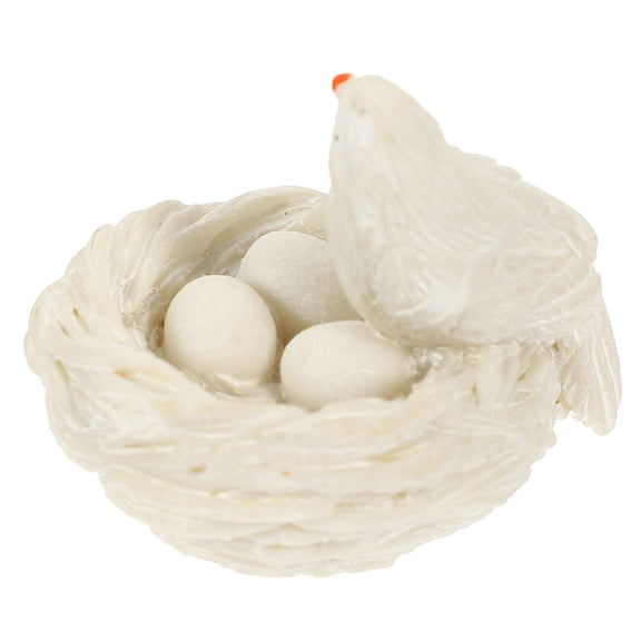 Homoyoyo Bird Nest Tabletop Decoration White Resin, Freestanding Ornament with Realistic Details for Office Desktop