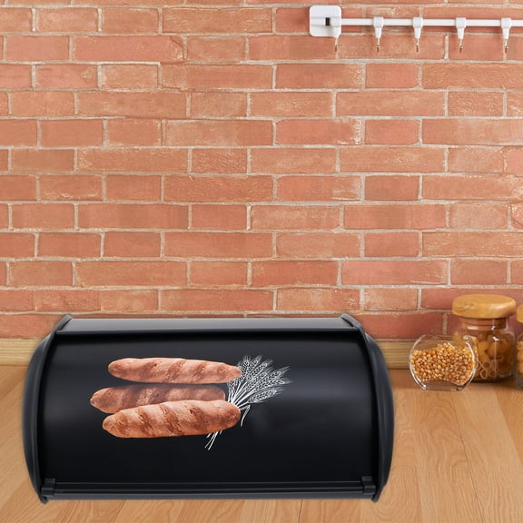 Homoyoyo Premium Black Metal Bread Box with Lid, Airtight Seal for Freshness and Dryness, 1 Piece Kitchen Storage