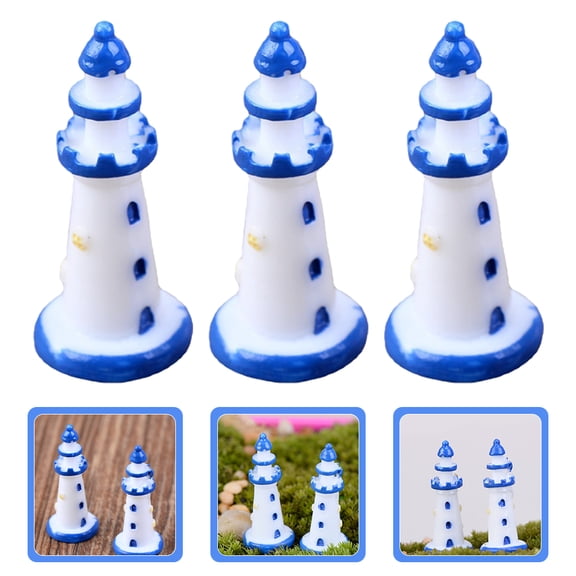 Homoyoyo Lighthouse Nautical Decoration Blue Resin Photo Props 15PCS