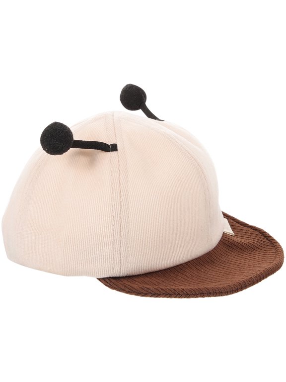 Breathable White Cotton Baseball Hat for Toddlers with Bee Tentacles