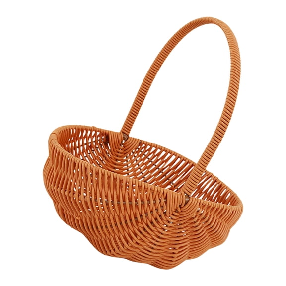 Homoyoyo Handmade Woven Brown Picnic Basket with Floral Design, Perfect for Outdoor Use, 1 Set