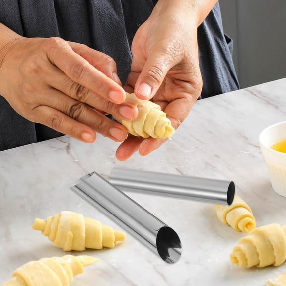 Homoyoyo 4-Piece Stainless Steel Baking Tubes for Cream Horns, Croissants, and Pastry Molds