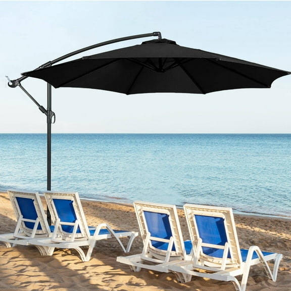 Homoyoyo Black Garden Umbrella Canopy Replacement with Polyester Fabric and Ventilation System for Outdoor Patio