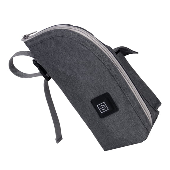 Homoyoyo Portable Bottle Warmer Grey Insulated Bag for Travel and Car Use with Zipper Closure