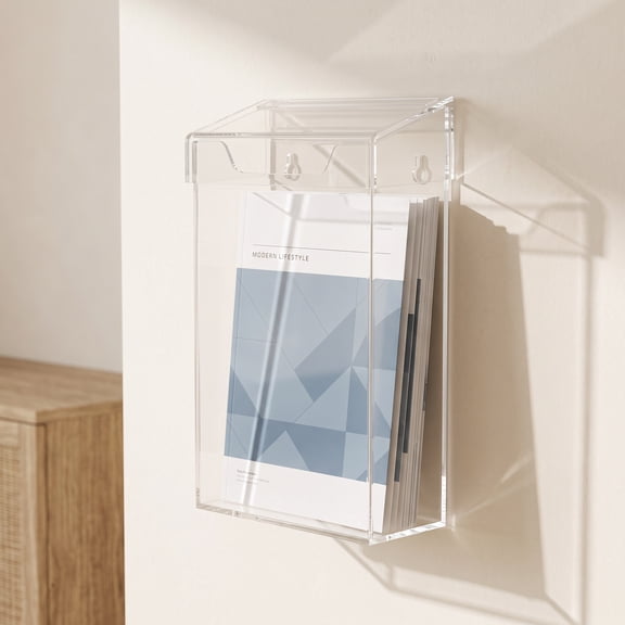 Homoyoyo Clear Acrylic Wall Brochure Box with Lid for Outdoor Use Weatherproof Pamphlet Holder