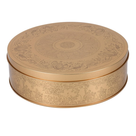 Homoyoyo Golden Metal Cookie Tin Box, Storage Container for Cookies, Desserts, Snacks, and