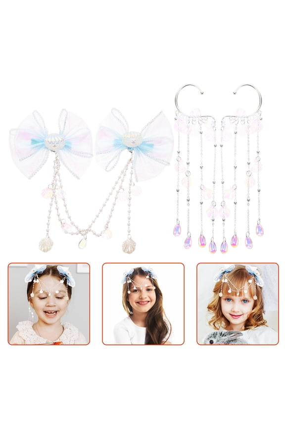 Mermaid Hair Accessories Set with Cute Alloy Hair Bows for Festivals, Parties, and Special Occasions