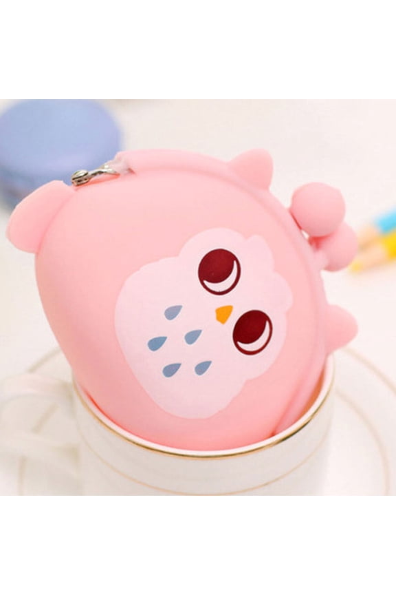Cute Owl Silicone Purse Small Storage Bag for Keys and Small Items