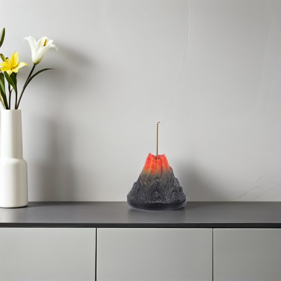 Homoyoyo Decorative Resin Volcano Incense Holder Black Cone Burner for Meditation and Yoga