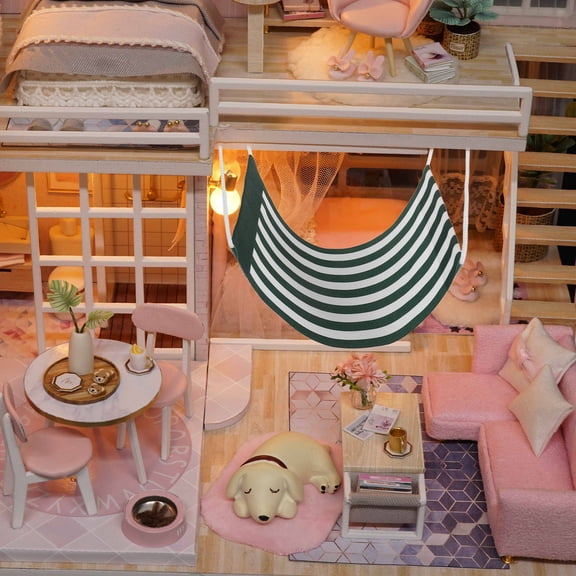 Homoyoyo Green Cloth Doll Hammock Miniature Model Accessory Holiday Decoration 1 Piece