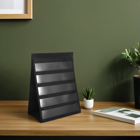 Homoyoyo Double Sided Black Pocket Chart Rack for Classroom and Home Desk Display