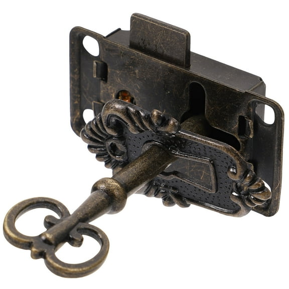 Homoyoyo Door Lock with Key Retro Drawer Lock Dark Brown 1 Set