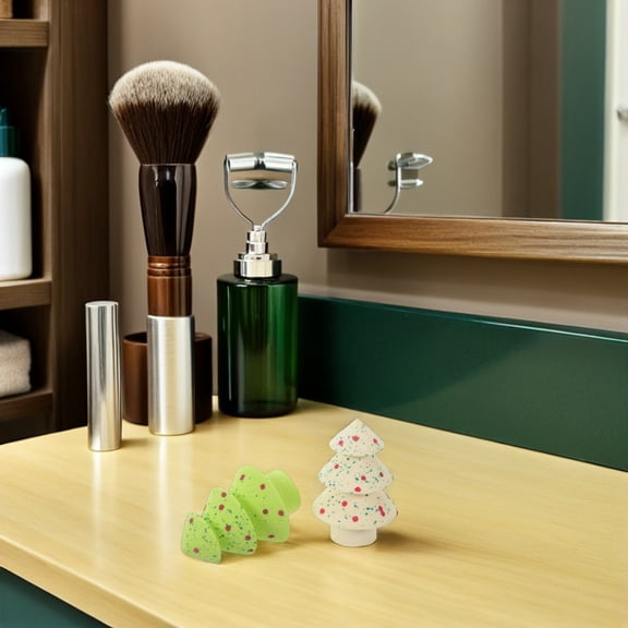 Homoyoyo Christmas Makeup Sponge Puff Set with Star Design for Wet and Dry Foundation, Multi Hydrophilic Polyurethane