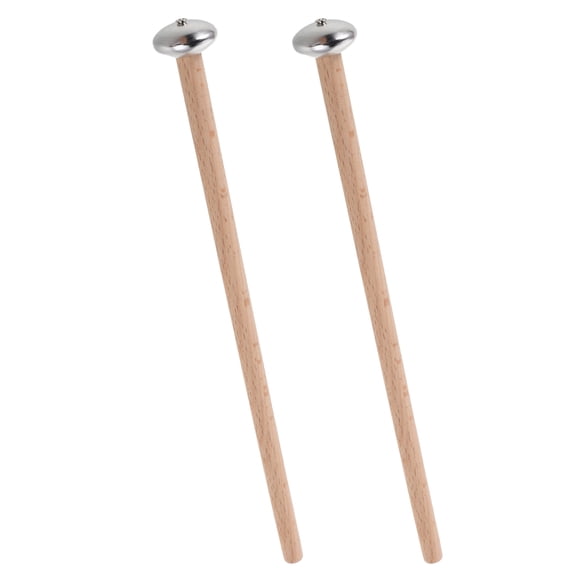 Homoyoyo Compact Metal Percussion Mallets Beige Wood Handle for Musical Use 1Pair