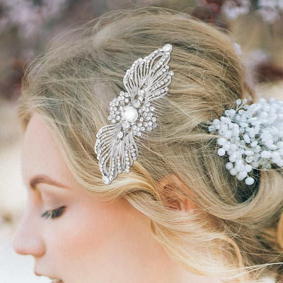 Homoyoyo White Rhinestone Hair Side Combs Lightweight and Comfortable