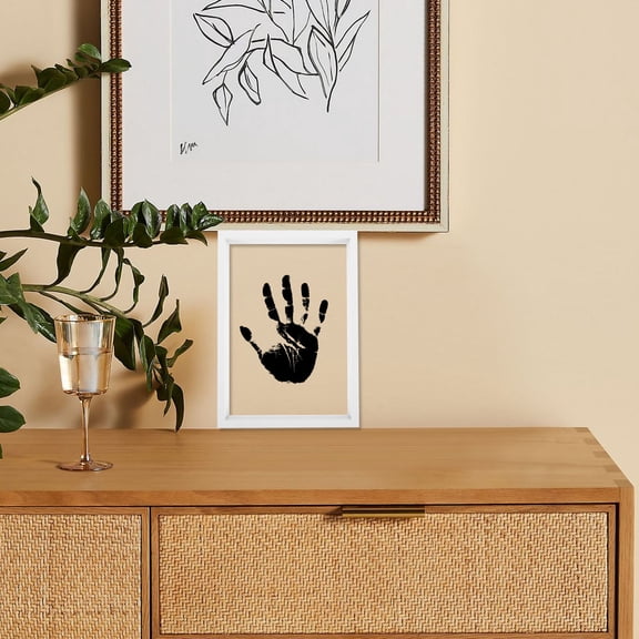 Homoyoyo White Wooden Handprint Decorative Frame with Acrylic Cover for Home Keepsake and Creative Display