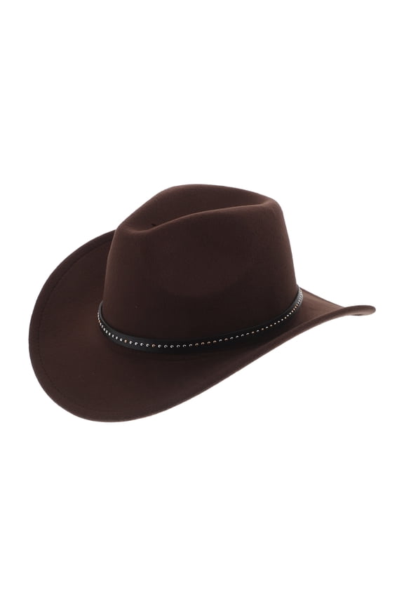 Unisex Wide Brim Felt Hat Coffee Color Western Jazz Style Outdoor Sun
