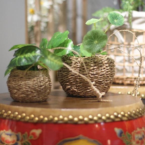 Homoyoyo Light Brown Hemp Storage Basket Wooden for Home Decor and Clothes Storage