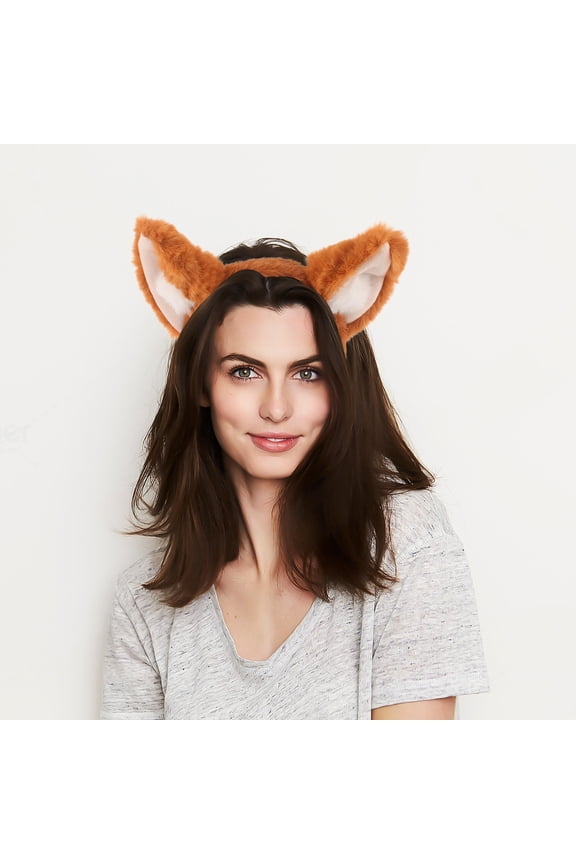 Furry Fox Headband Fox Ear Headband Plush Light Brown Multioccasion Use 1Pcs