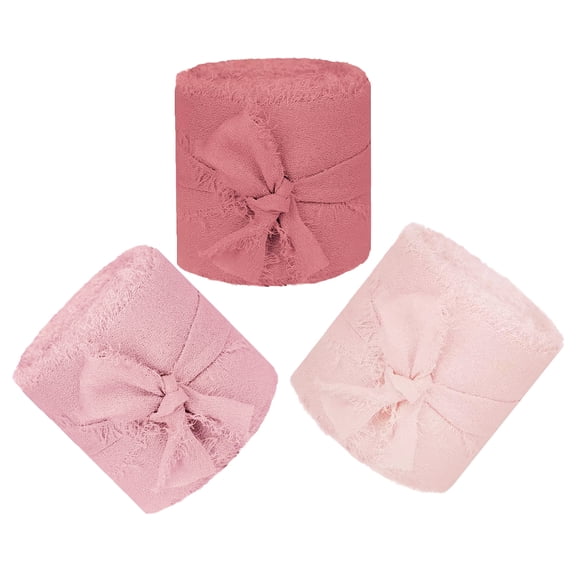 Homoyoyo 3 Rolls Assorted Color Chiffon Ribbon Candy Box Wrapping for Craft Projects and Holiday Decorations