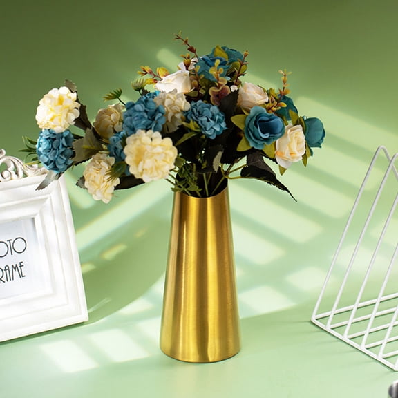 Homoyoyo Small Stainless Steel Metal Vase, Decorative Golden Flower Pot for Home, Office, Desk - 1 Piece