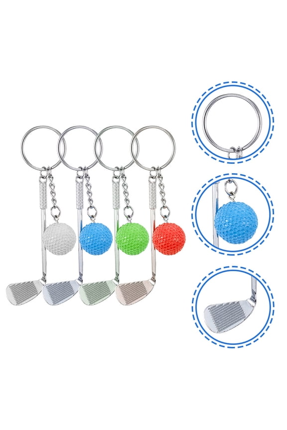 Golf Keychain Assorted Colors, Metal and Plastic Durable Design with Glossy Finish, Lightweight and Easy to Carry