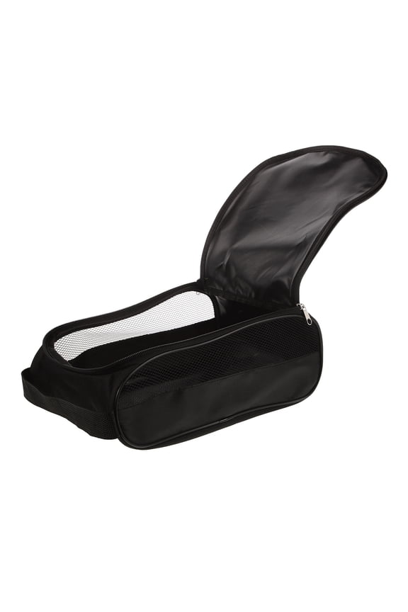 Black Nylon Golf Shoe Bag, Lightweight Breathable Travel Storage Case for Men and Women Golfers, Protector