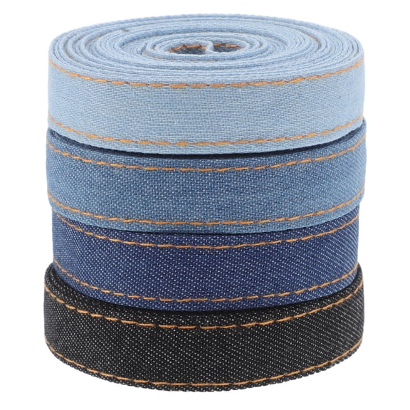 Homoyoyo Denim Ribbon for Crafting Durable Fabric Ribbon Assorted Decorative Colors