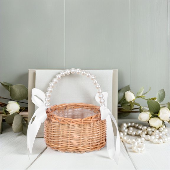 Homoyoyo Handwoven Willow Basket with, Rustic Wedding Basket for Petals