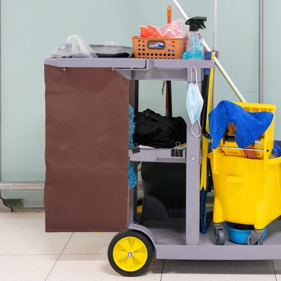 Homoyoyo Large Capacity Cleaning Cart Bag Light Brown Durable Canvas for Housekeeping