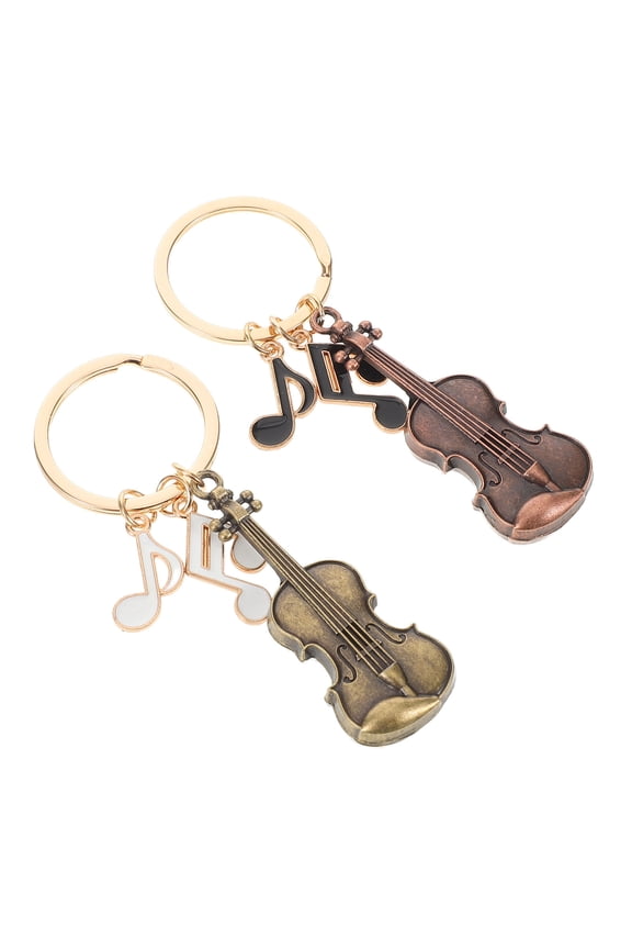 2Pcs Retro Violin Music Note Keychain Metal Pendant for Backpack Purse Decoration and Stylish Accessories
