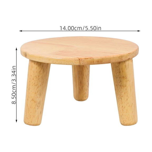 Homoyoyo Khaki Round Wooden Plant Stool 5.5x5.5x3.3in Small Decorative Stand for Indoor Outdoor Display and
