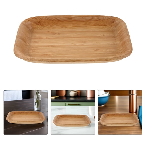 Homoyoyo Small Serving Tray Rectangular Light Brown Natural Material Portable Snack Platter for Kitchen and Dining
