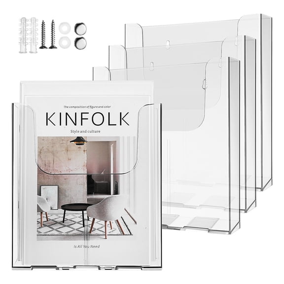 Homoyoyo 4-Piece Acrylic Wall-Mount Desk File Organizer Set for Office and Home Storage, Space-Saving Solution