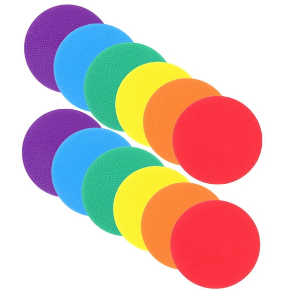 Homoyoyo 12pcs Multicolor Flat Spot Markers for Sports Training, Non- Plastic Agility Dots, 4 Inch Safety Cones