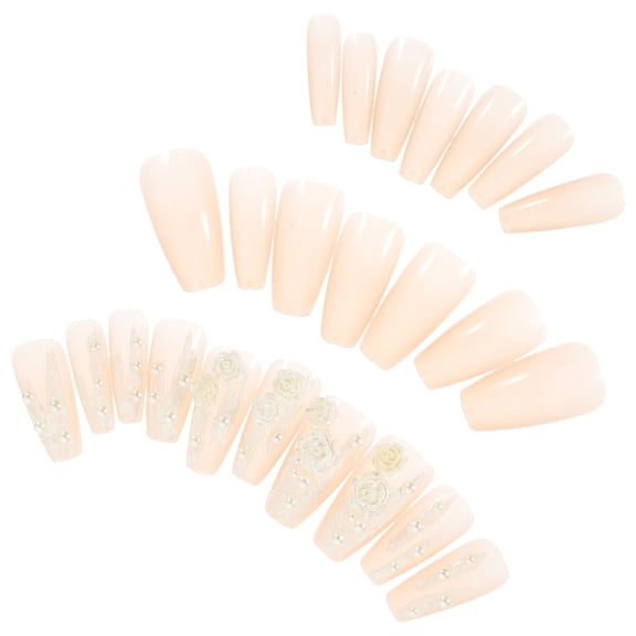 Homoyoyo Beige Nail Art Stickers with Elegant Plastic Design for Nail Art, Party, Holiday Decor, Easy to Apply for Women & Girls 0.45"x0.39"