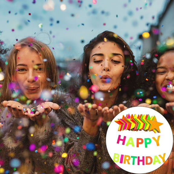 Homoyoyo Neon Glow in the Dark Birthday Banner, Assorted Colors, 2 Pieces, Wall Hanging Decoration for Parties and Celebrations