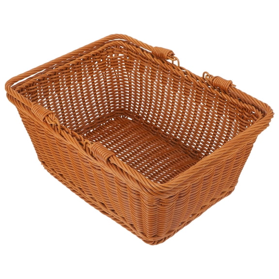 Homoyoyo Brown Plastic Rattan Pet Basket with Handle, Portable and Ideal for Small Dogs and Cats