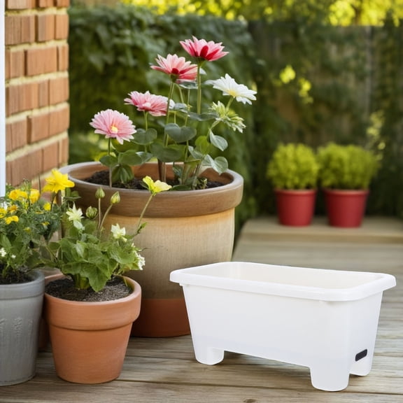 Homoyoyo White Self-Watering Planter, Space-Saving PP Pot for Indoor and Balcony Gardening, Easy to Use and Maintain