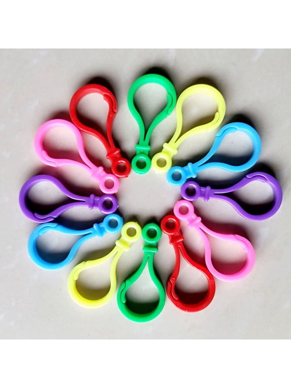 Plastic Hanging Key Stand with 100pcs Assorted Color Bulb-Shaped Key Clasps for Crafts, Keychains, and Projects